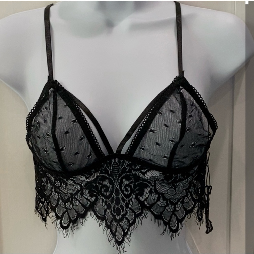 For Love and Lemons Vanity Strappy Bralette In Black New With Tag Size Small